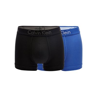 Pack of two black and blue logo branded trunks